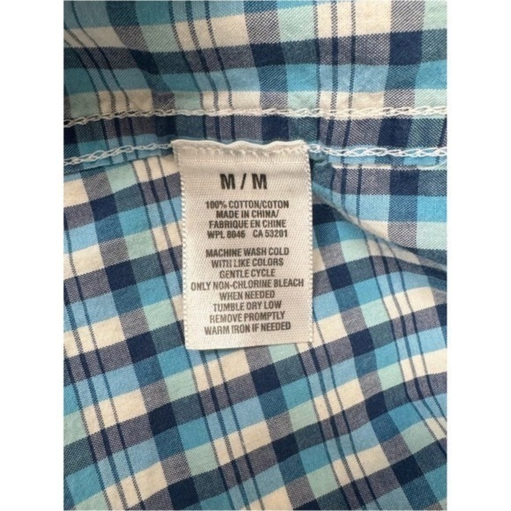 Aeropostale Western Shirt Mens M Blue Plaid Pearl Snap Cowboy Button Down Cotton - Picture 10 of 10